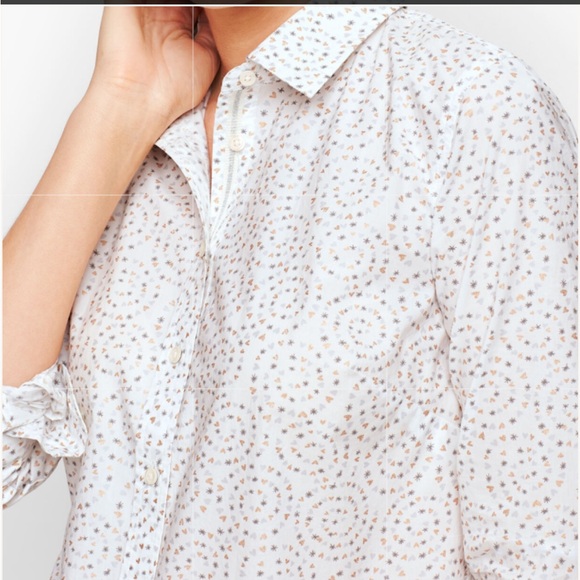 Talbots | 1X Plus Twinkle Heart Print Blouse White - Picture 2 of 13